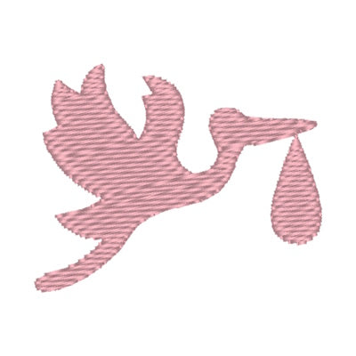 Stickmotiv Storch mit Wunschtext individuell personalisierte Bestickung