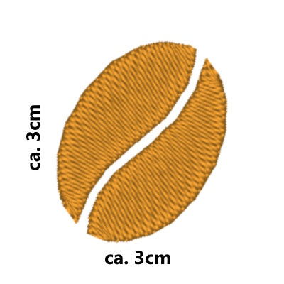 Stickmotiv Kaffeebohne mit Wunschtext individuell personalisierte Bestickung