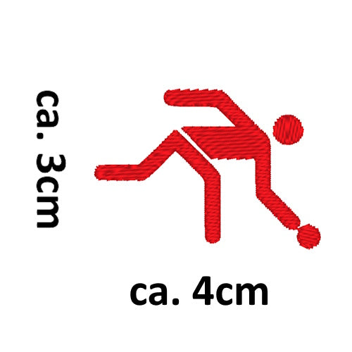 Stickmotiv Kegel-Spieler mit Wunschtext individuell personalisierte Bestickung