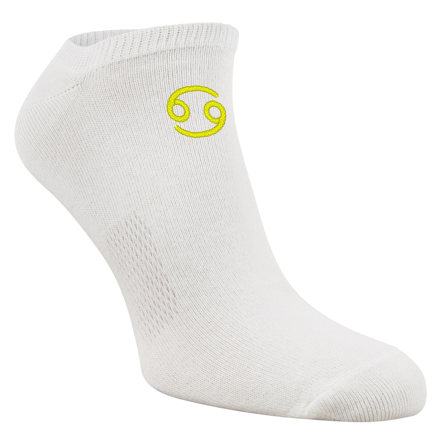 Sneaker-Socken mit Sternzeichen Krebs-Sign und Wunschtext bestickt