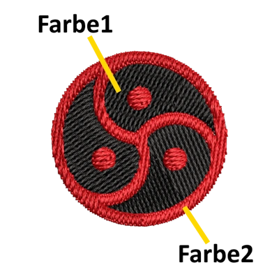 Stickmotiv BDSM-Emblem mit Wunschtext individuell personalisierte Bestickung