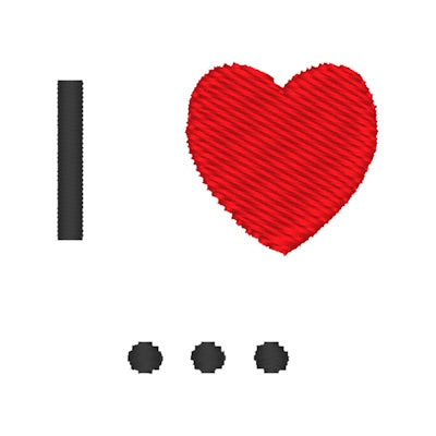 Stickmotiv I LOVE YOU mit Wunschtext individuell personalisierte Bestickung