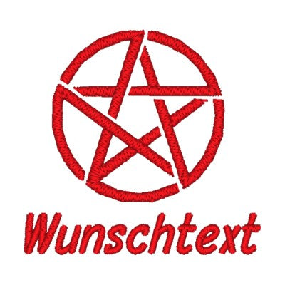 Stickmotiv Pentagramm mit Wunschtext individuell personalisierte Bestickung