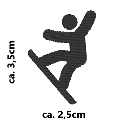 Stickmotiv Snowboarder mit Wunschtext individuell personalisierte Bestickung