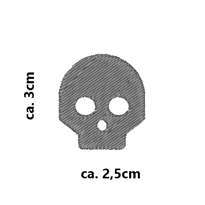 Stickmotiv Totenkopf mit Wunschtext individuell personalisierte Bestickung