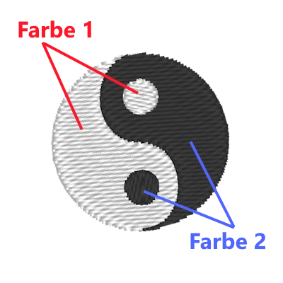 Stickmotiv Yin-Yang mit Wunschtext individuell personalisierte Bestickung