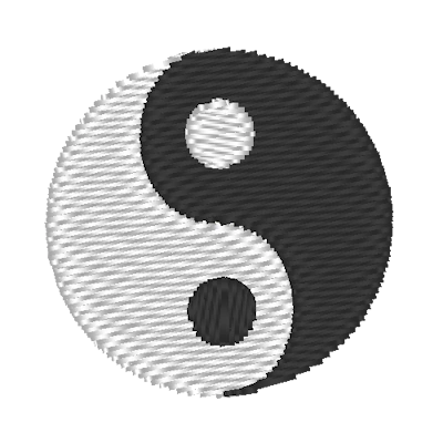 Stickmotiv Yin-Yang mit Wunschtext individuell personalisierte Bestickung