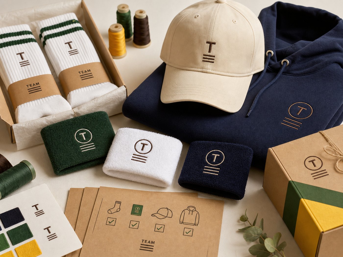Bestickte Produkte als Set für Teams, Firmen und Vereine